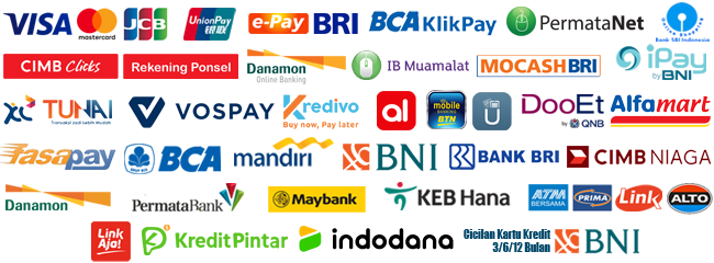 visa, mastercard, mandiri clickpay, bca klikpay, epay bri, permatanet, ib muamalat, danamon online banking, mandiri e-cash, t-cash, xl tunai, fasapay, mandiri sms banking, mocash bri